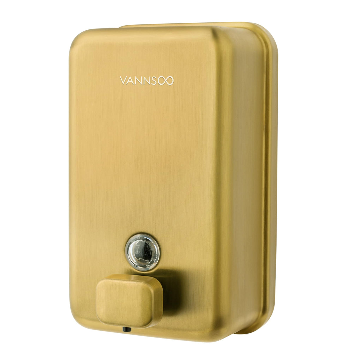 VANNSOO wall-mounted soap dispenser with a gold finish for durable, stylish wall installation.