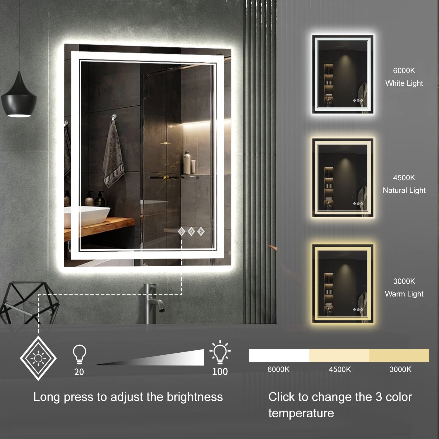 VanPokins dimmable brightness enhances ambiance and makeup precision.