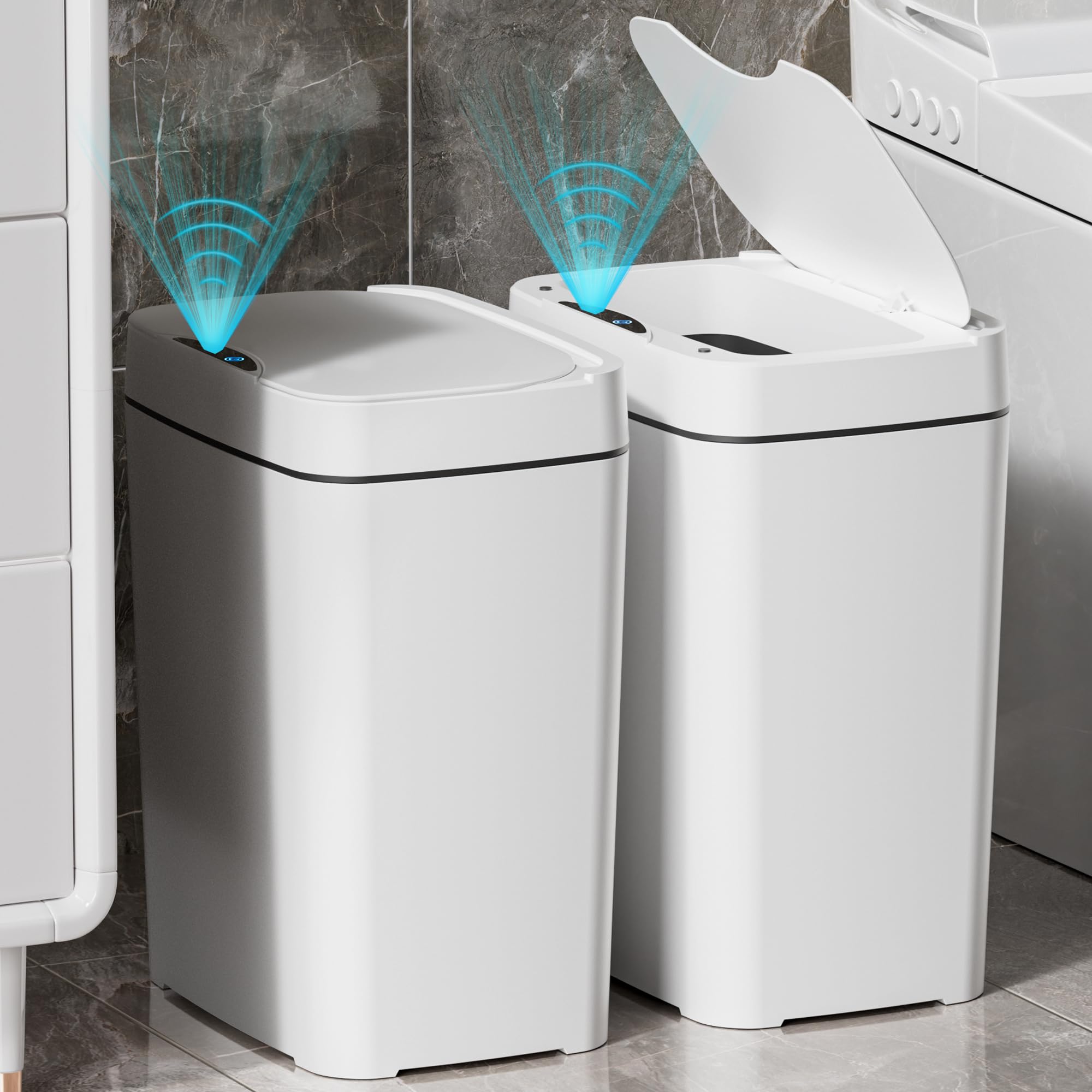 Vanpopubs automatic trash can with sensor opens lid for hands-free use.