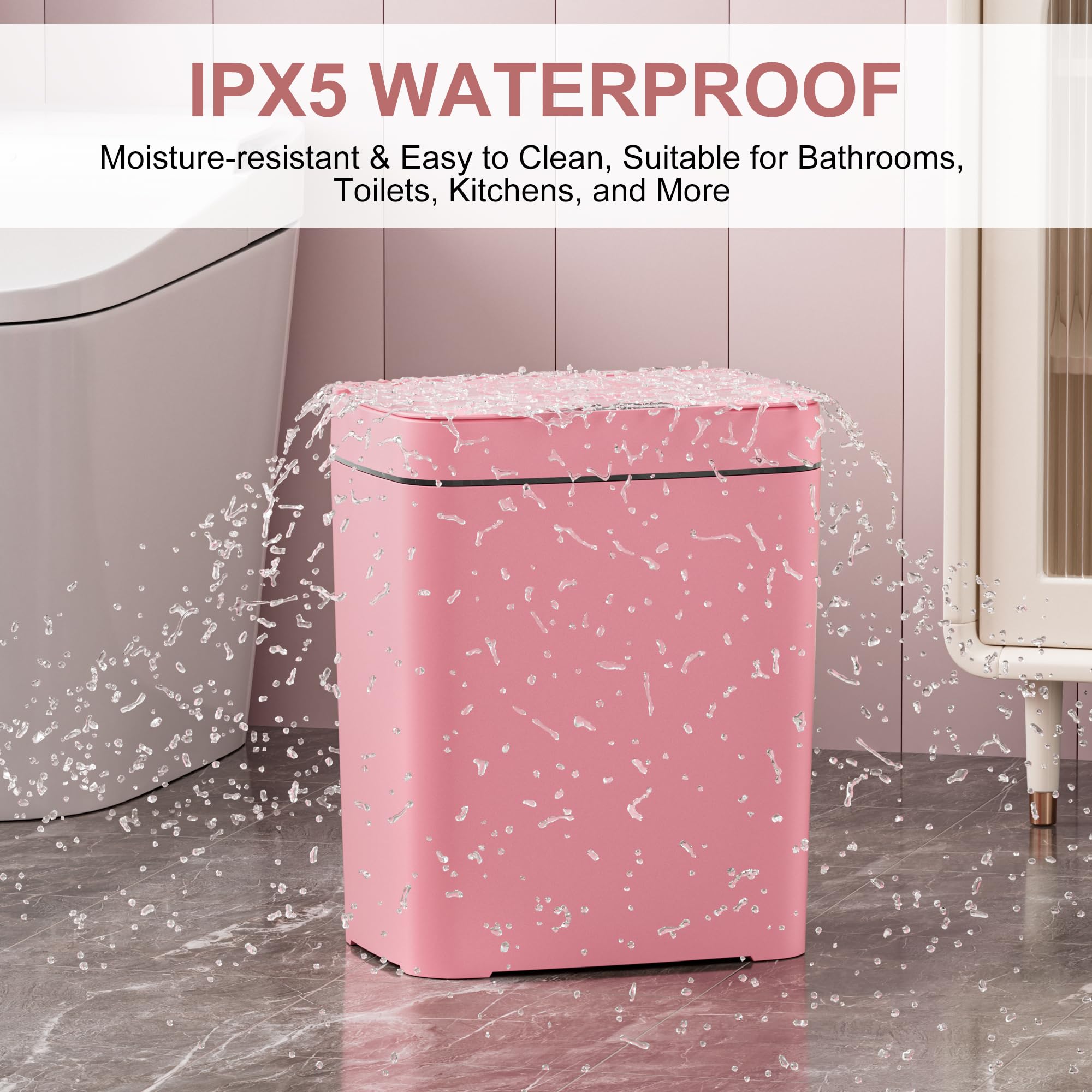 Vanpopubs IPX5 waterproof trash bin for bathroom or kitchen use
