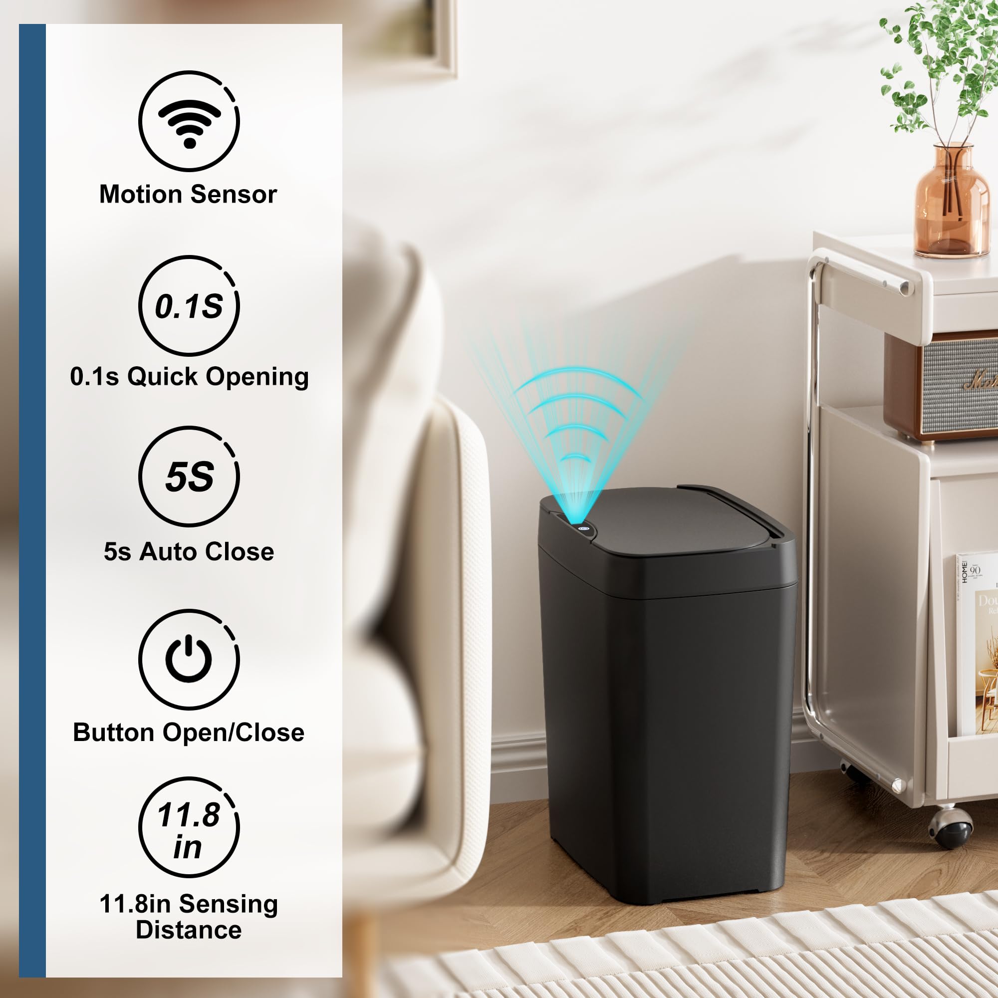 Vanpopubs slim trash bin fits in corner bathrooms