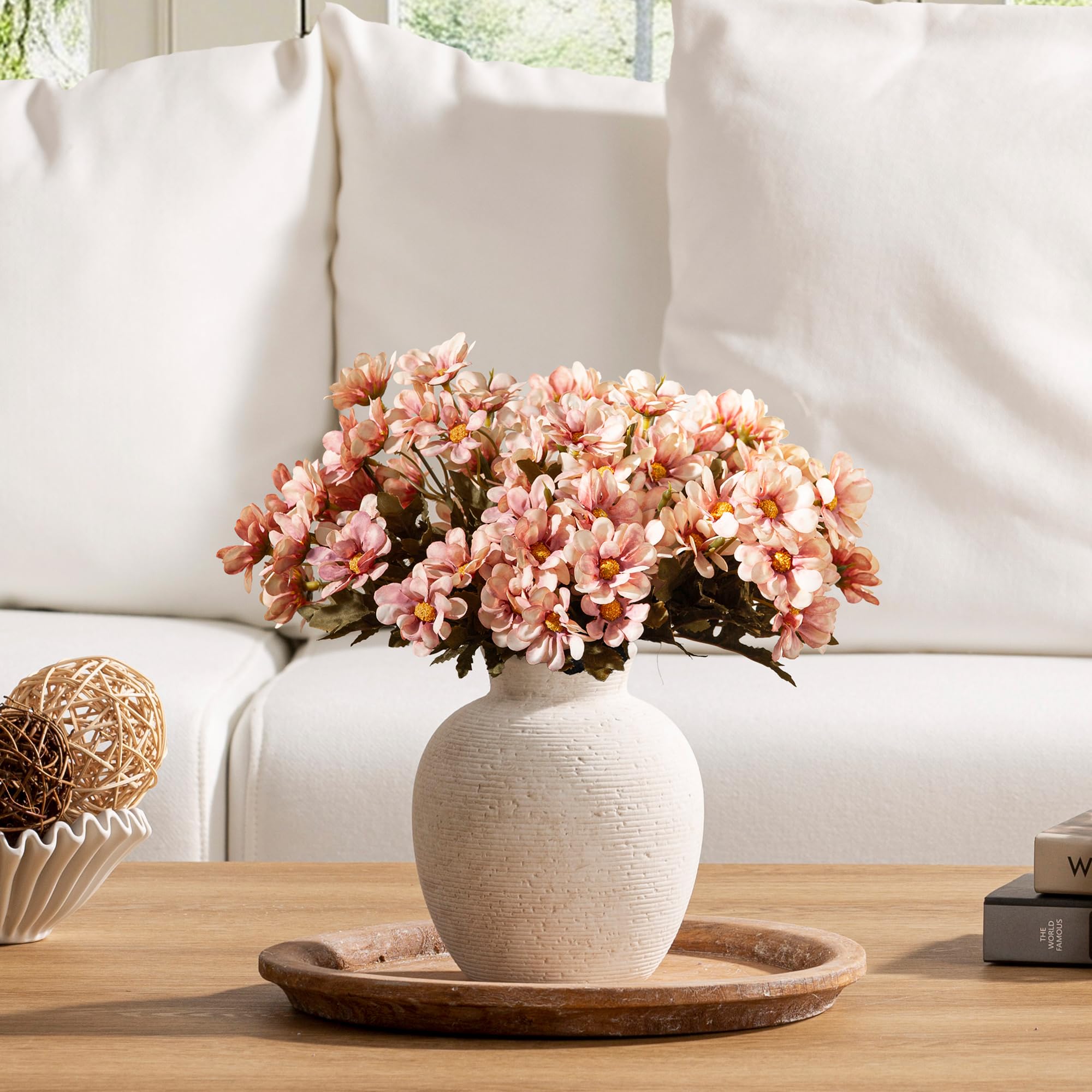 Vanselia handcrafted finish on a durable ceramic vase for display.