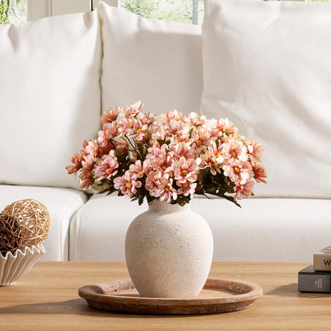 Vanselia handcrafted finish on a durable ceramic vase for display.