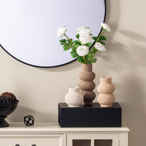 Vanselia vase with waterproof interior supports fresh or faux florals