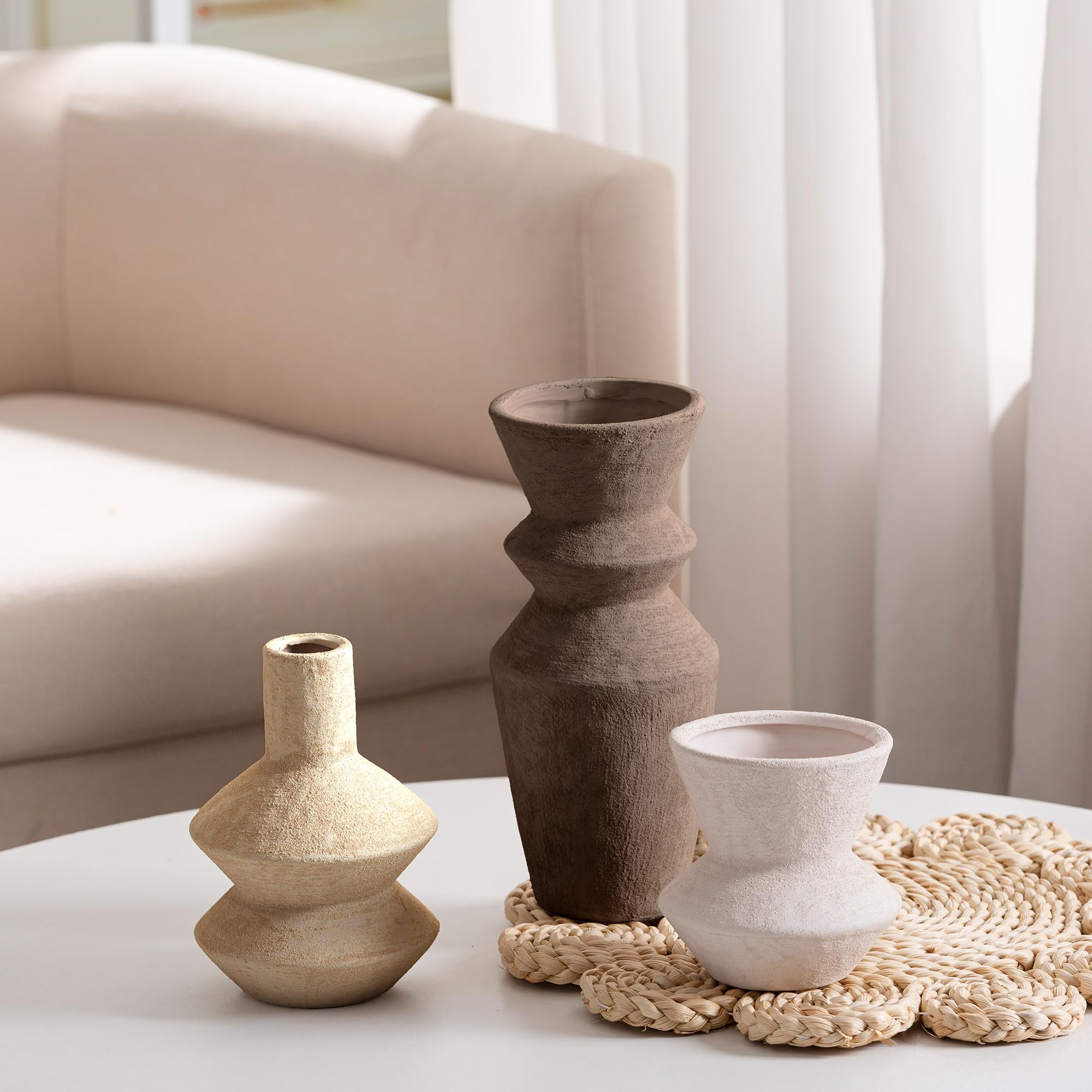 Vanselia ceramic vases with waterproof interior for blooms or dried arrangements