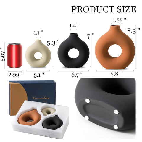 Vanselia donut vase medium on shelf adds modern charm