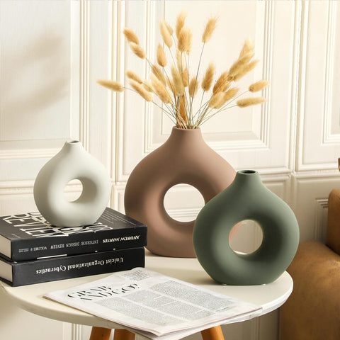 Vanselia donut vase with waterproof interior for fresh or faux florals