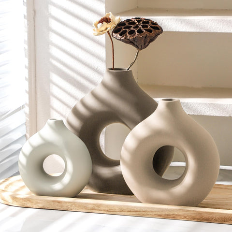 Vanselia handcrafted ceramic vase base provides stability and protects furniture