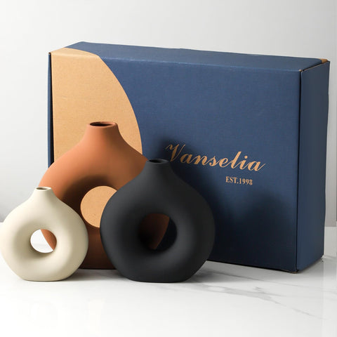 Vanselia donut vase interior waterproof for fresh or faux blooms