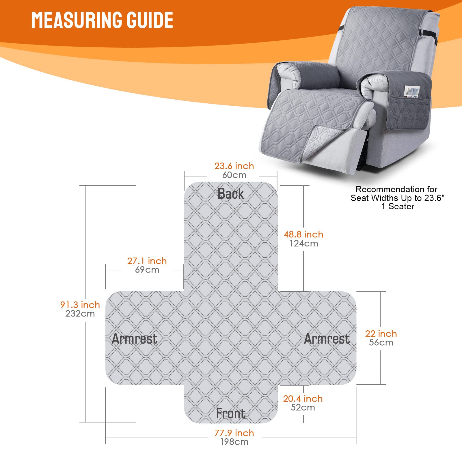 VANSOFY anti-slip back design keeps the cover secure on furniture.