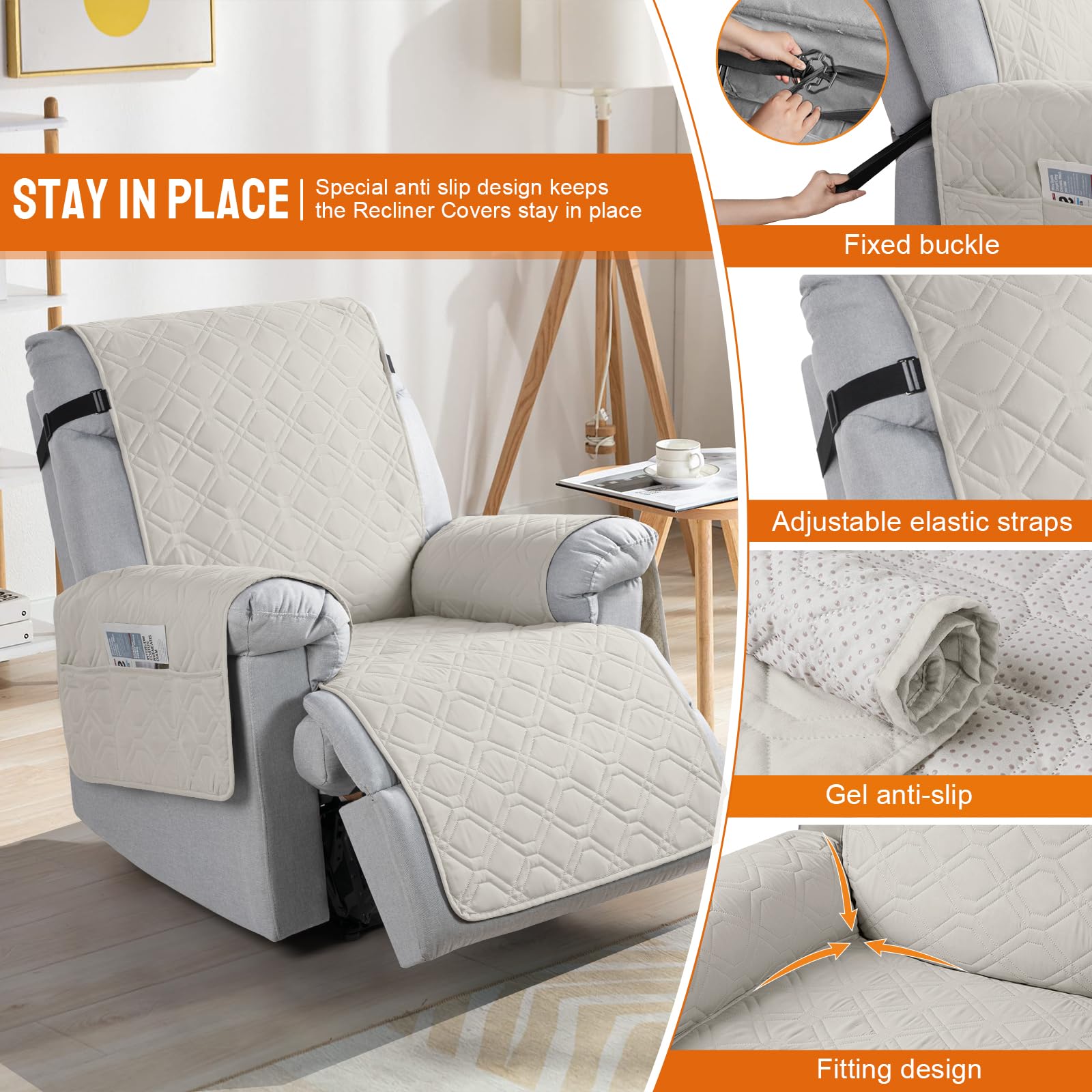 VANSOFY anti-slip back design keeps the cover in place on furniture.