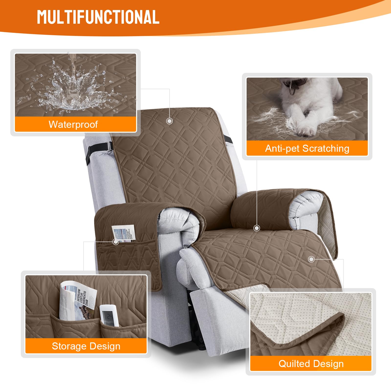 VANSOFY 100% waterproof recliner cover remains washable and fresh after washing