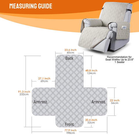 VANSOFY fit guide for 23.6-inch chair width ensures snug coverage.