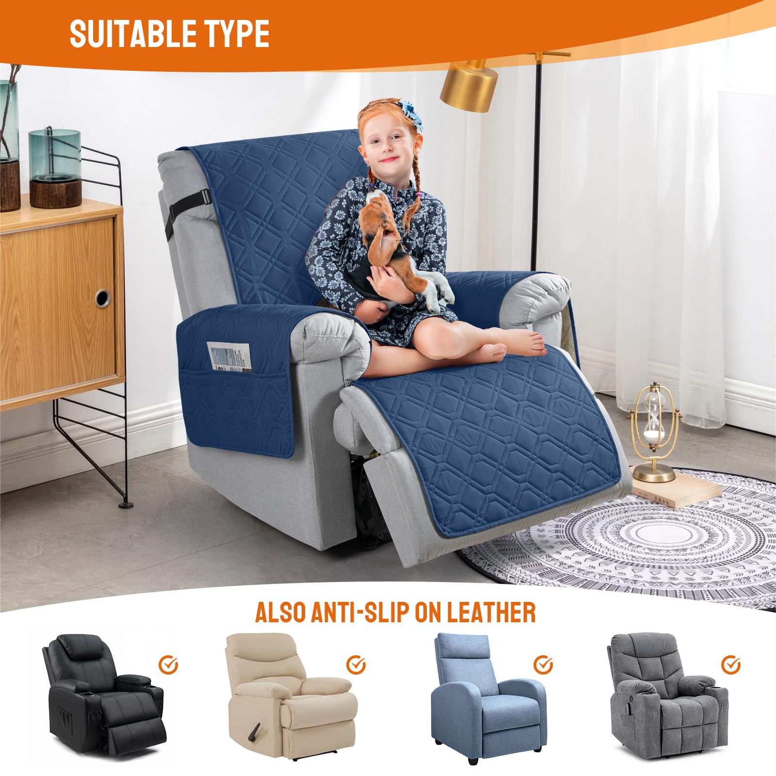VANSOFY recliner cover guards furniture from dog claws and scratches