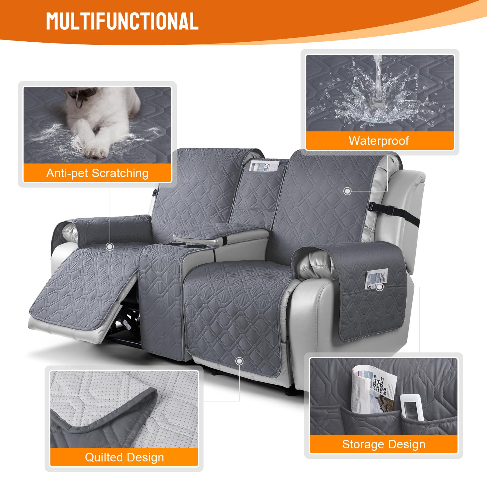 VANSOFY dark gray slipcover offers easy care and pet-friendly protection.