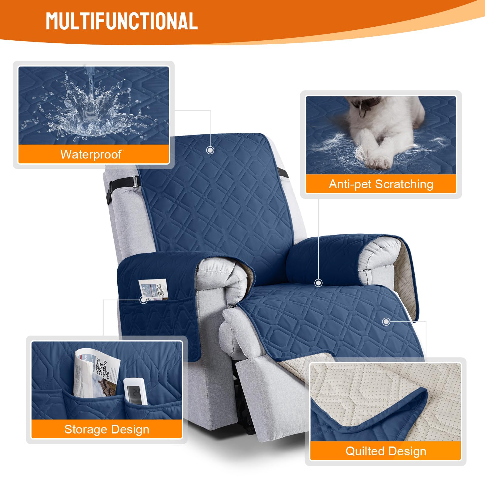 VANSOFY recliner slipcover installs quickly with straps and tucks