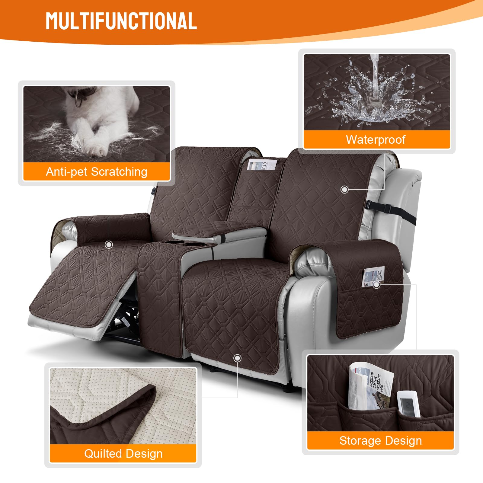 VANSOFY recliner cover protects against slobber and spills for busy homes.