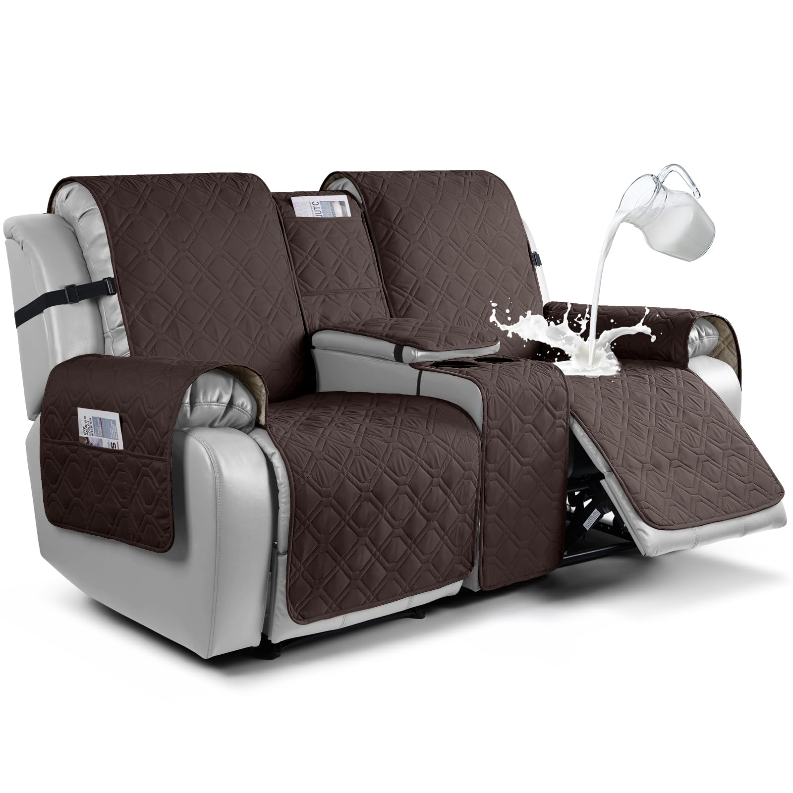 VANSOFY loveseat recliner cover with console protects furniture while keeping the console accessible.