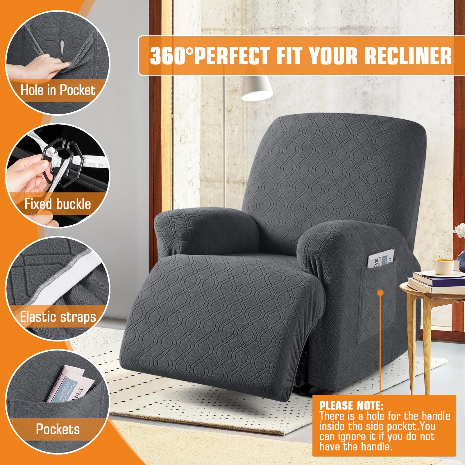 VANSOFY machine-washable recliner slipcover for quick cleanups.