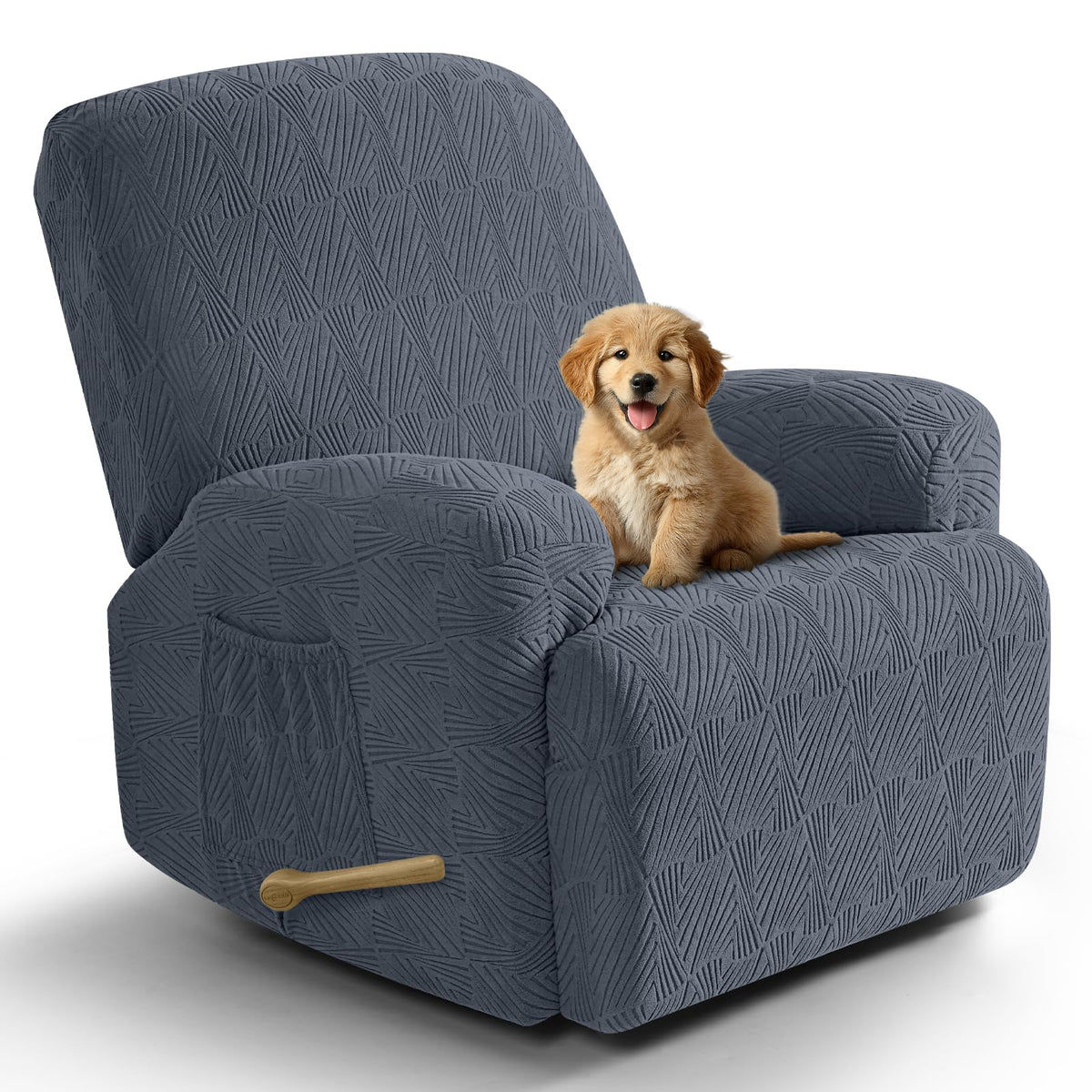 VANSOFY gray recliner cover with 4-piece design for secure fit.