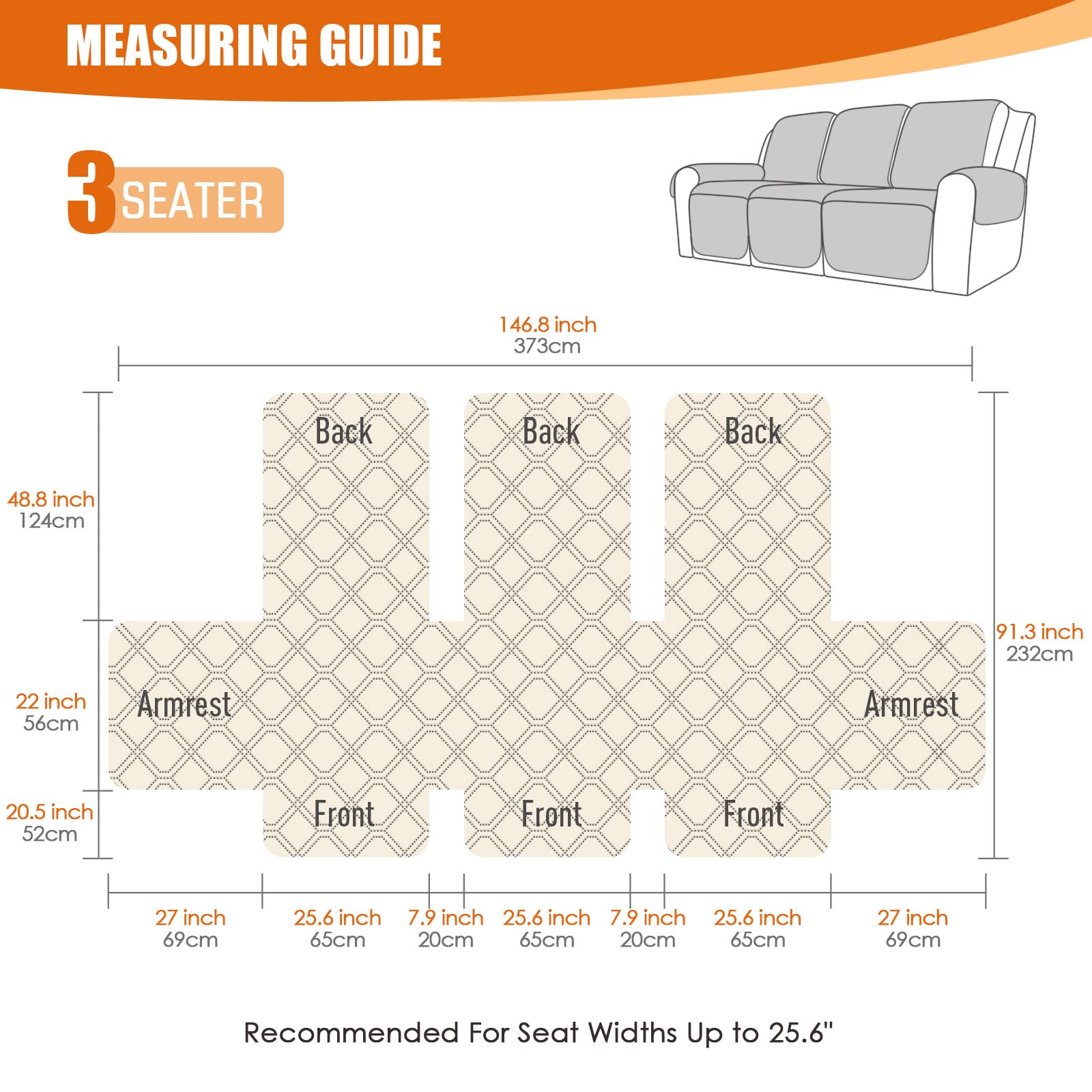 VANSOFY recliner cover shows anti-slip back straps securing fabric.