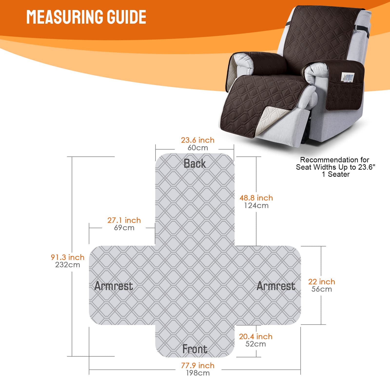 VANSOFY recliner cover anti-slip design keeps your chair in place.