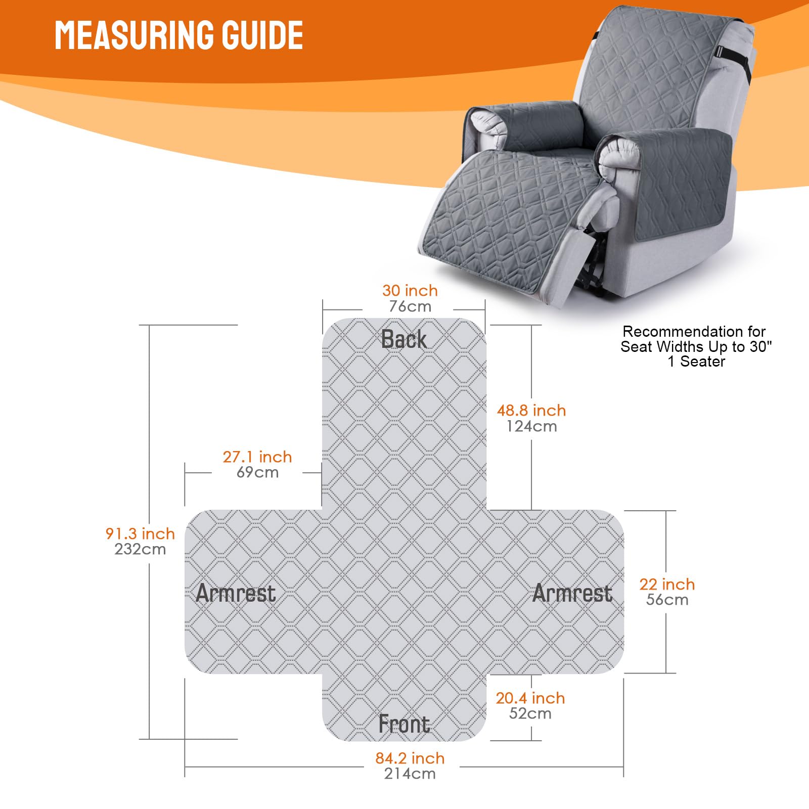 VANSOFY recliner cover anti-slip design stays in place on furniture