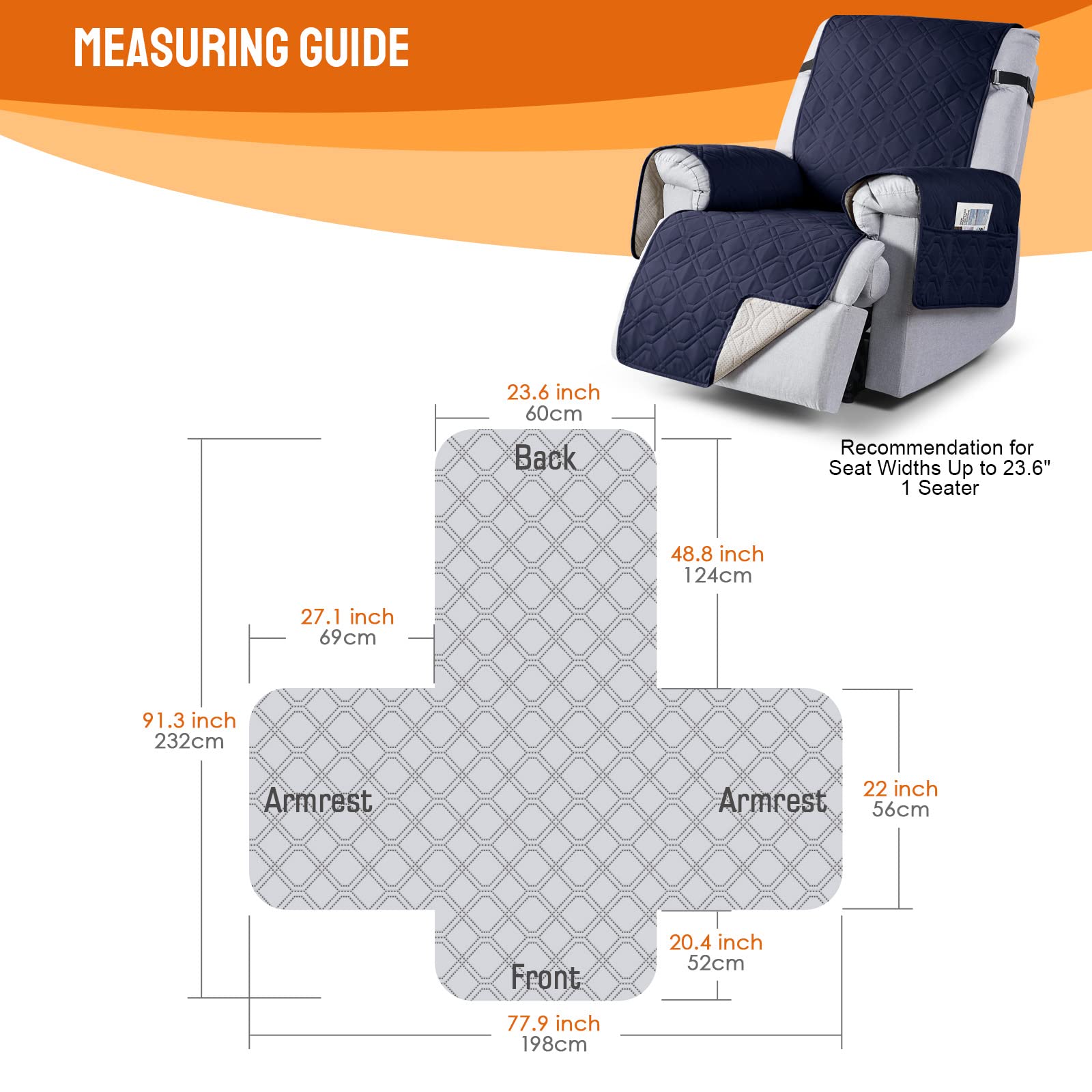 VANSOFY recliner cover anti-slip design keeps it in place