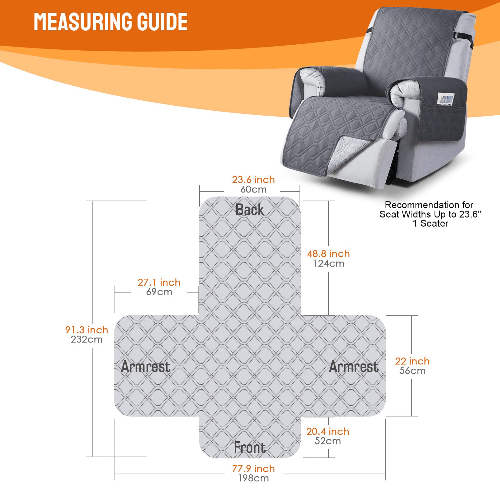 VANSOFY recliner cover easy installation for quick protection