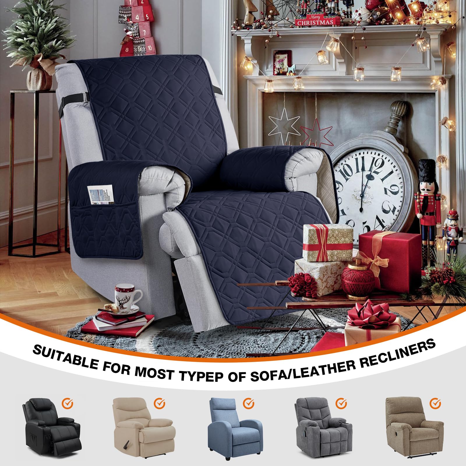 VANSOFY recliner cover easy installation with drape and straps