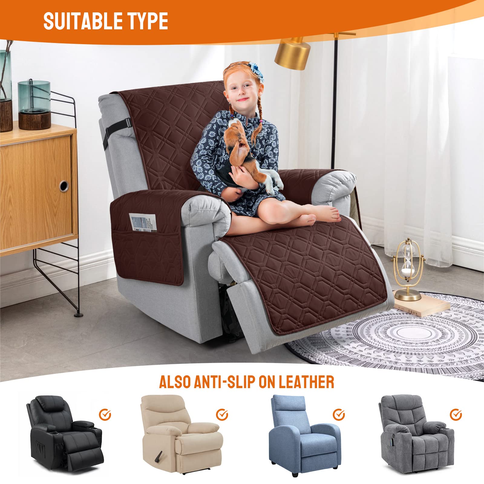 VANSOFY recliner cover easy installation with simple drape and strap setup.