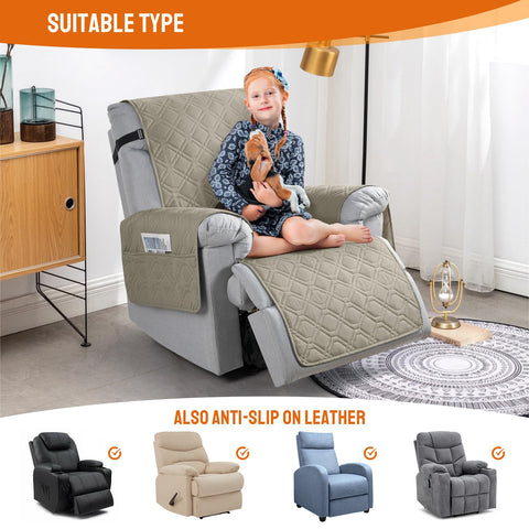 VANSOFY recliner cover elastic straps secure back and prevent shifting.