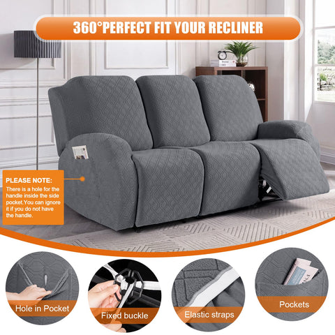 VANSOFY pocket detail on recliner cover, convenient storage.
