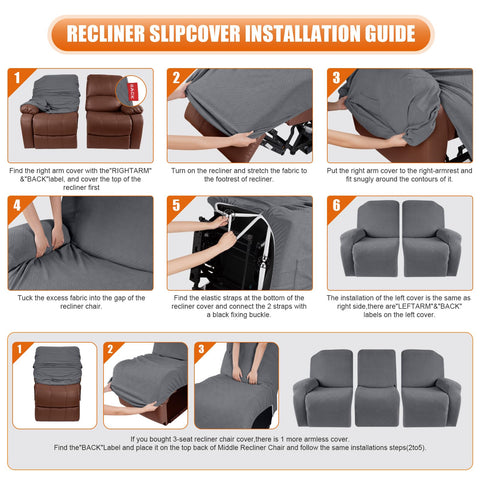 VANSOFY right-part recliner cover close-up shows flexible stretch fabric.