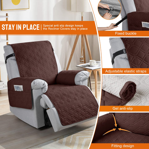 VANSOFY recliner cover storage pocket for remotes and phones.