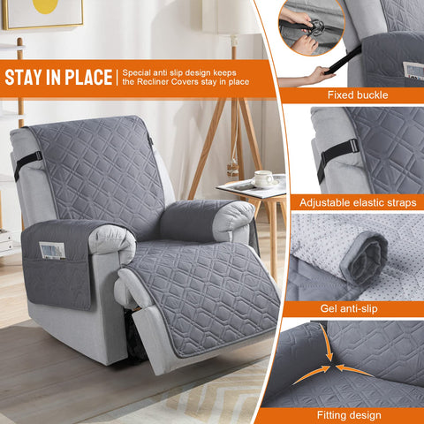 VANSOFY recliner cover storage-pocket keeps remotes and phones within reach.