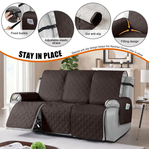 VANSOFY recliner cover with side pockets for remotes and phones.