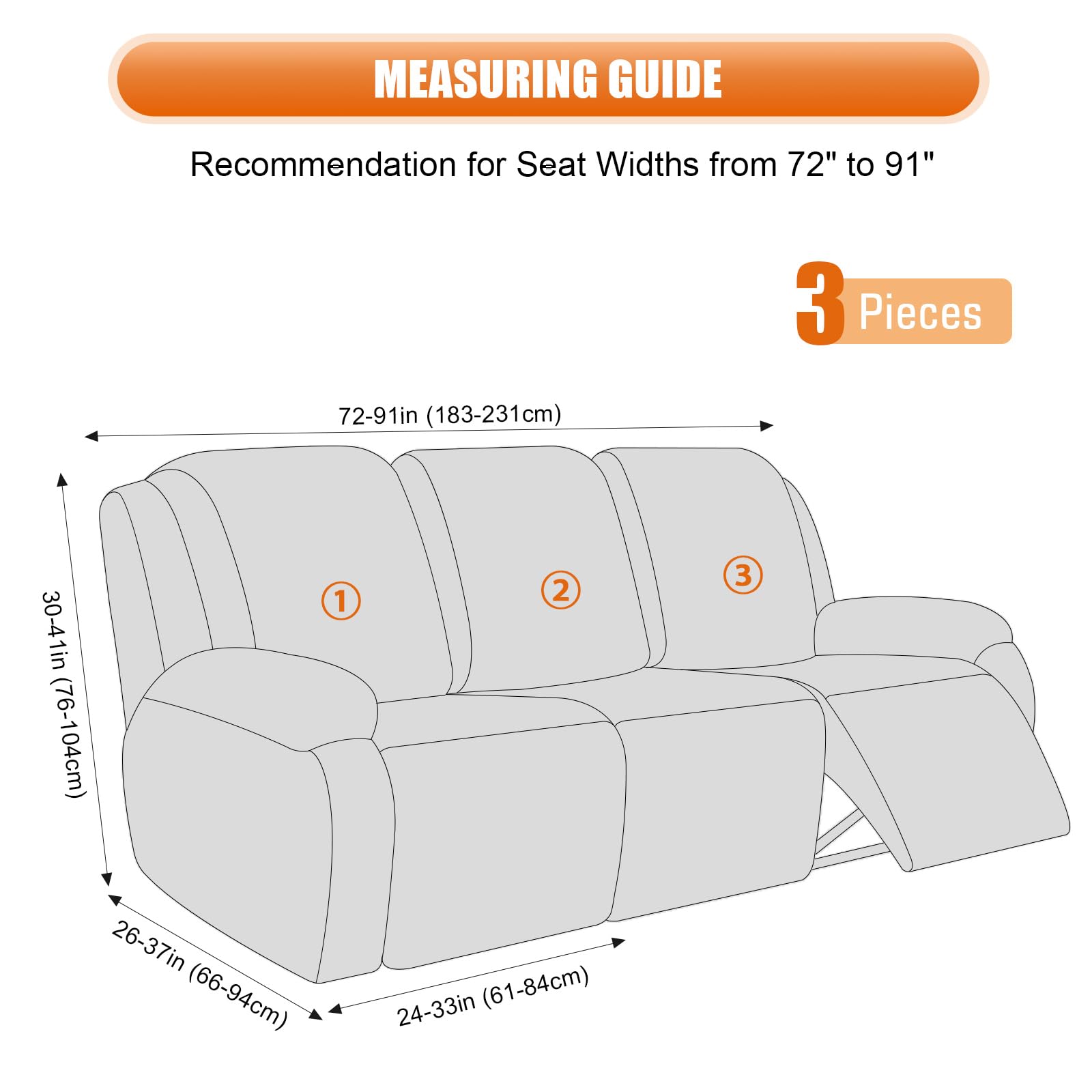 VANSOFY recliner siamese-seat cover delivers a stable, three-piece arrangement.