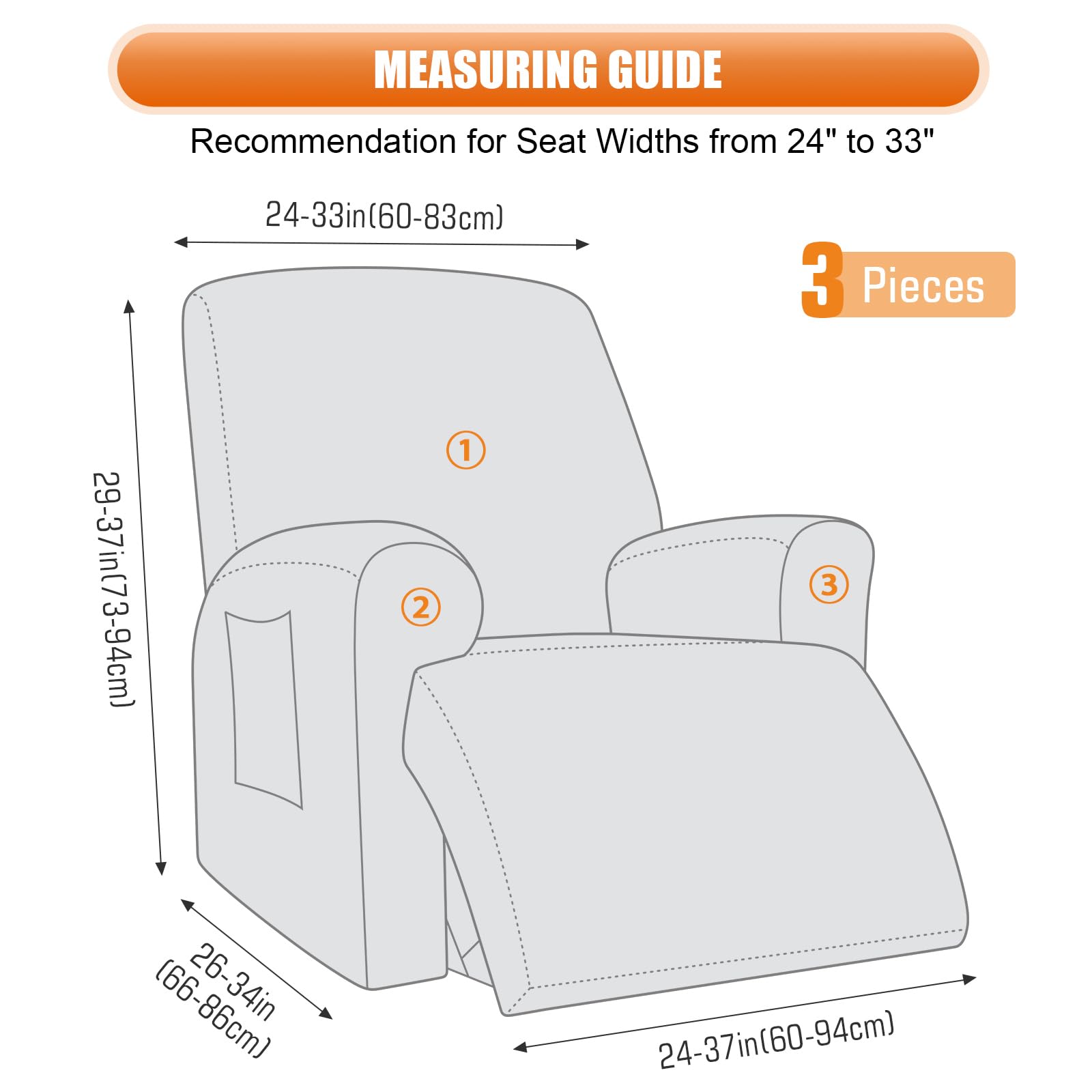 VANSOFY stretch fabric recliner cover adapts to contours for a snug look.
