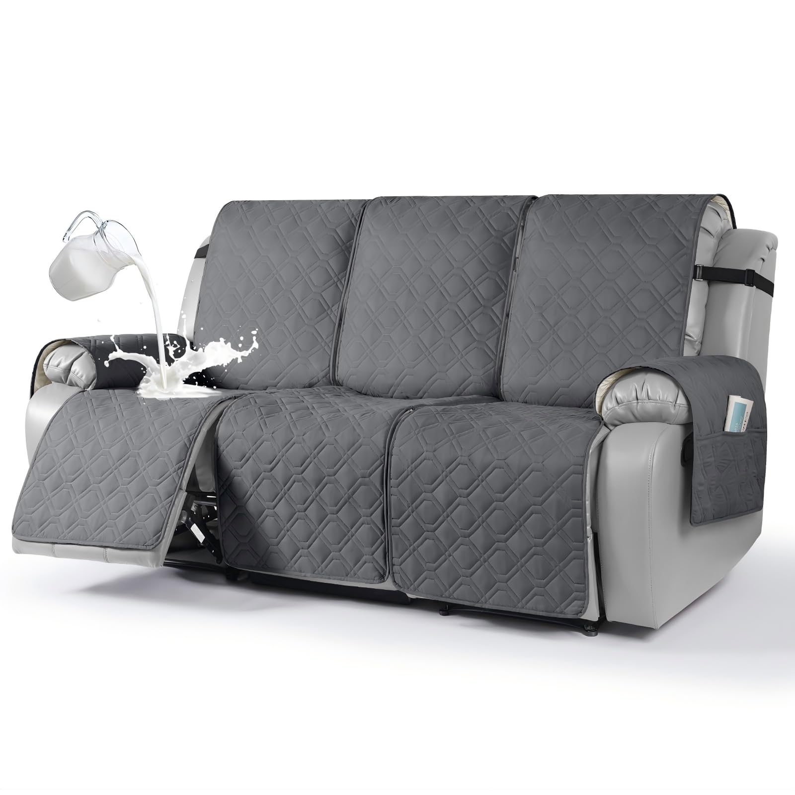 VANSOFY waterproof recliner cover on a 3-seater protects against spills.