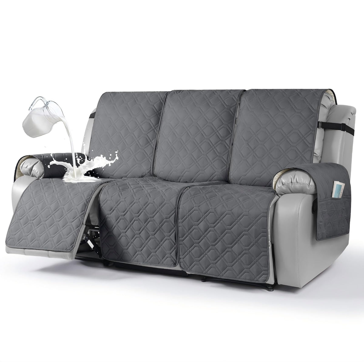 VANSOFY waterproof recliner cover on a 3-seater protects against spills.
