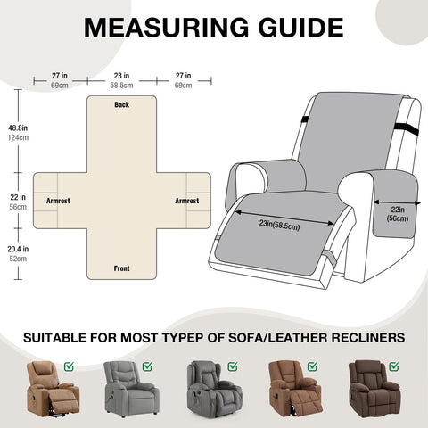 VANSOFY waterproof recliner cover back view keeps furniture dry and clean.