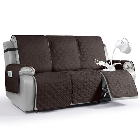 VANSOFY waterproof recliner cover in chocolate on a 3-seater protects against spills.