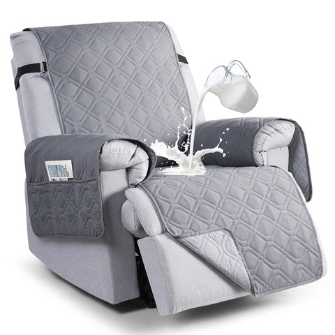 VANSOFY 100% waterproof recliner cover on light gray chair protecting from spills.