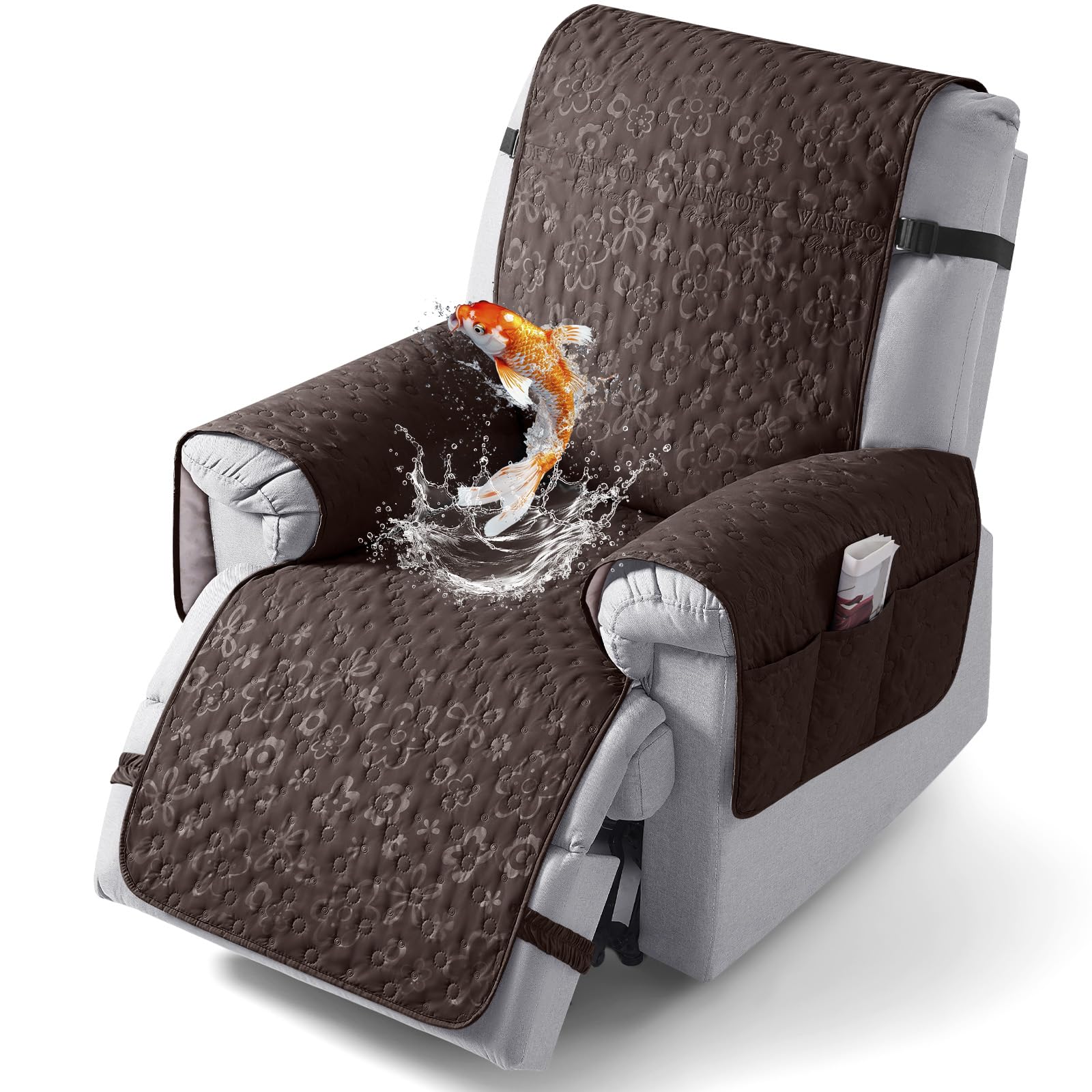 VANSOFY waterproof recliner cover side view protects against spills and pet scratches.