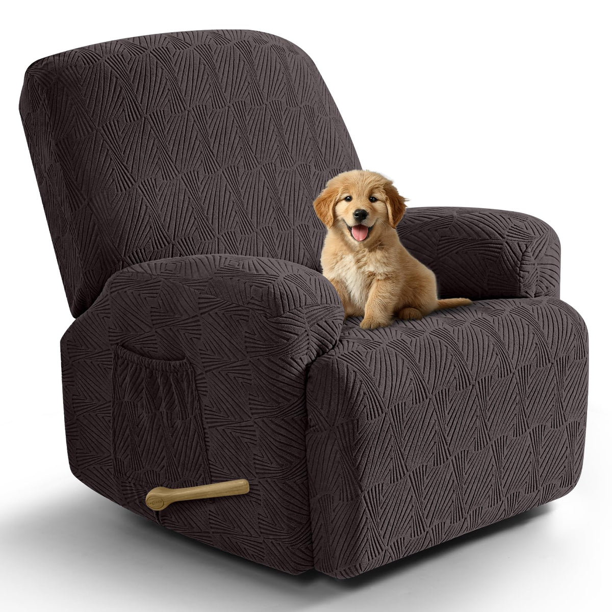 VANSOFY recliner seat cover with snug stretch fit protects seating from wear.