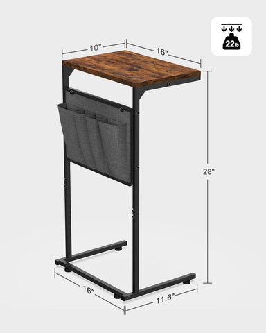 Vantic end table with adjustable feet stabilizing on uneven floors