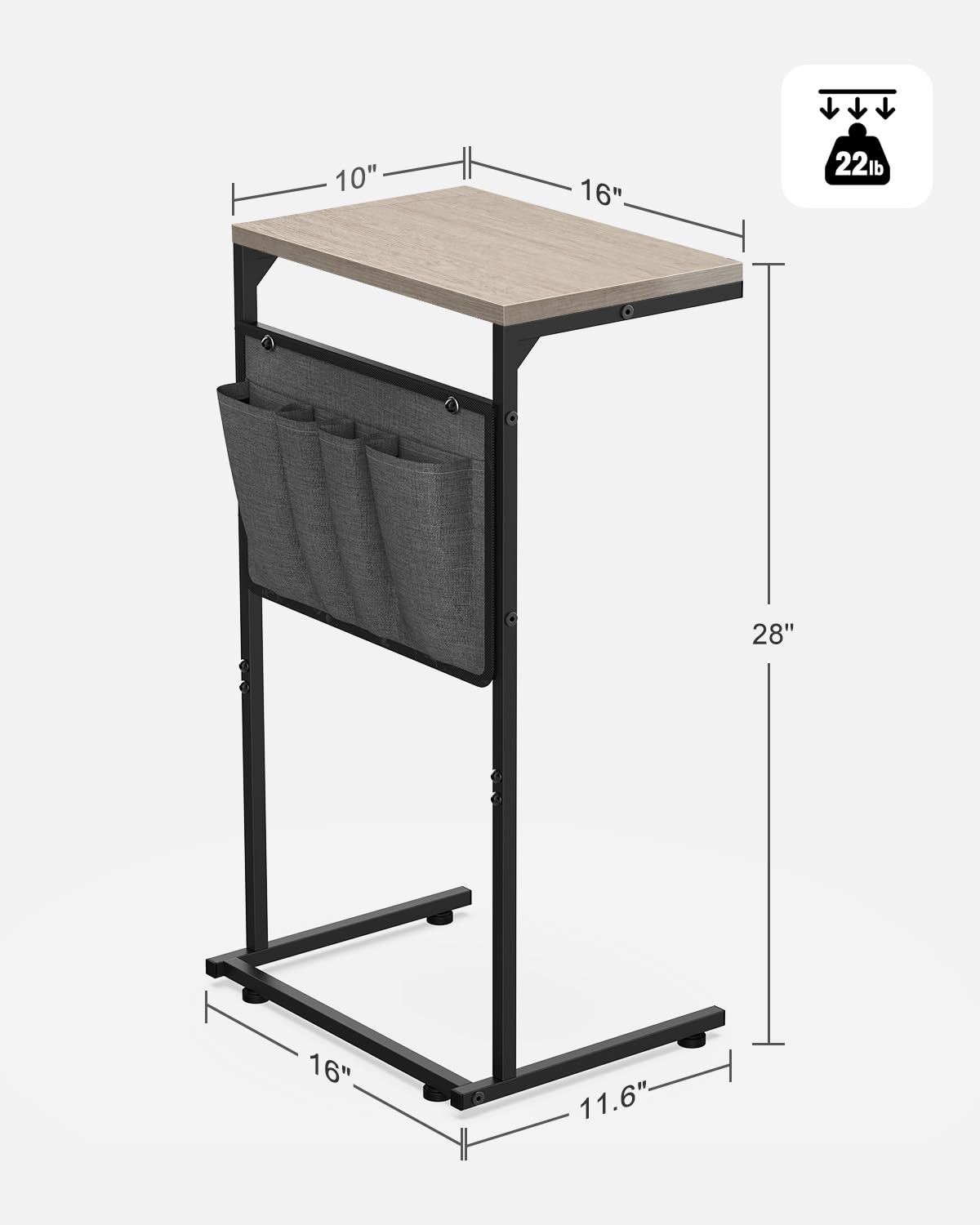 Vantic C Shaped End Table lightweight and easy to move.