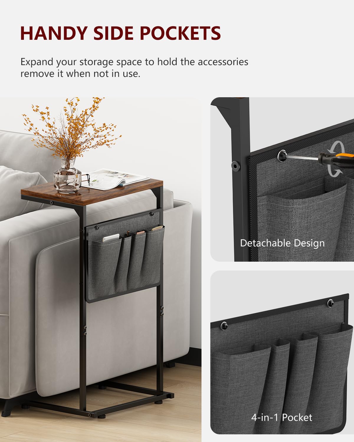 Vantic end table demonstrates 22 lb load capacity for daily use