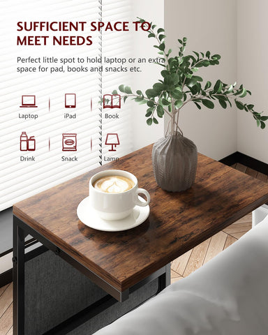 Vantic end table with integrated storage pocket for magazines and remotes